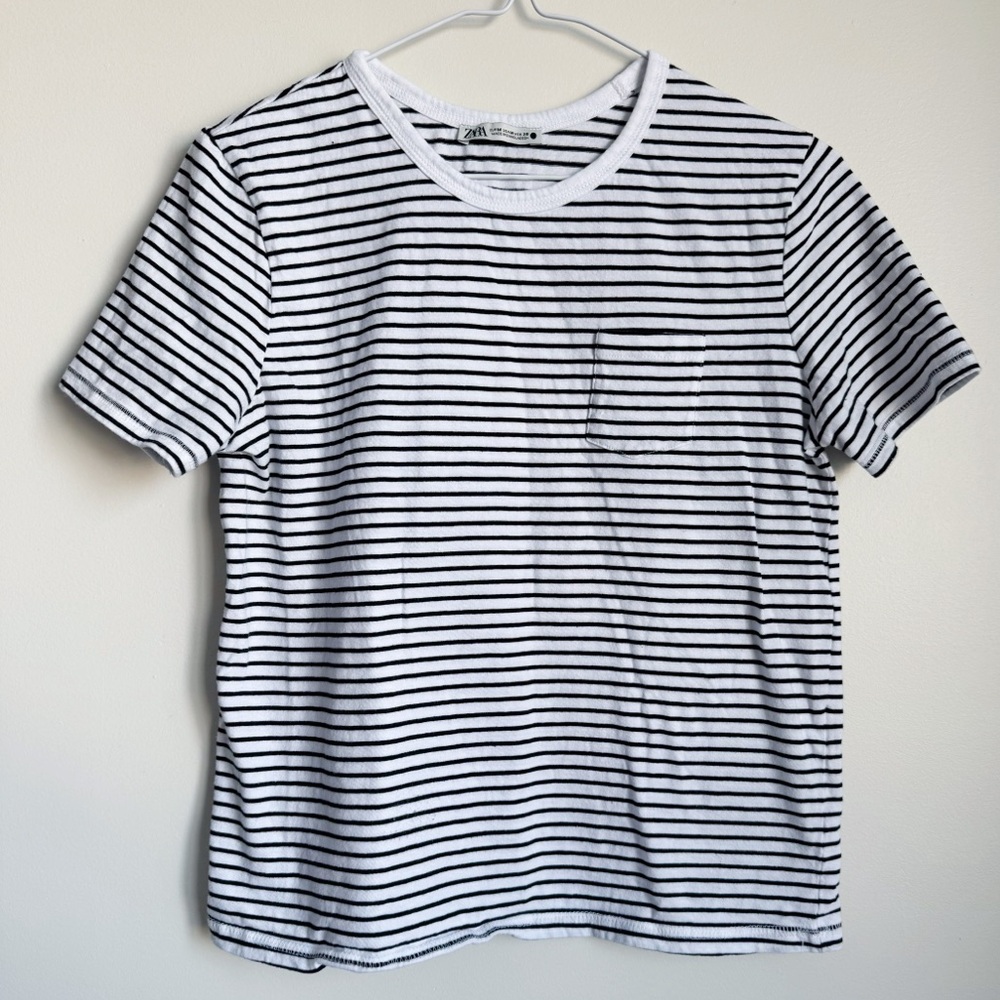 ZARA | Striped Pocket Tee